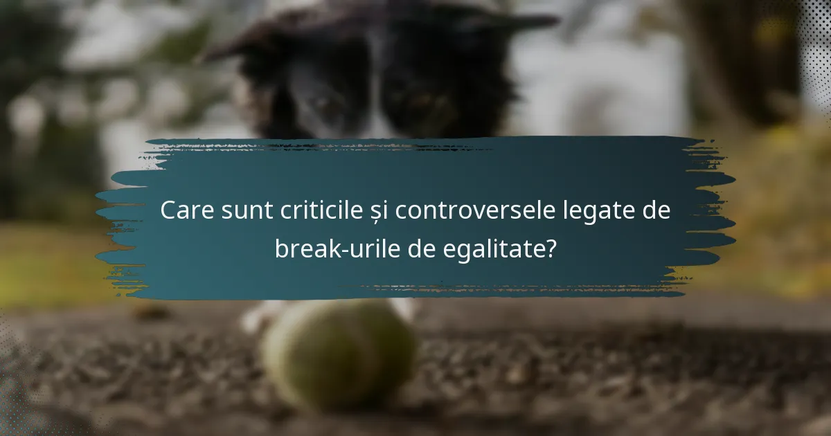 Care sunt criticile și controversele legate de break-urile de egalitate?