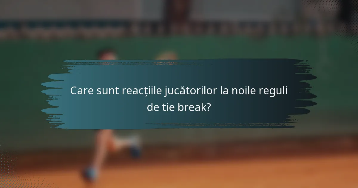 Care sunt reacțiile jucătorilor la noile reguli de tie break?