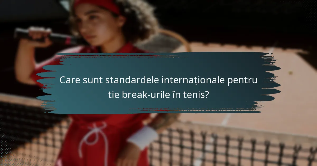 Care sunt standardele internaționale pentru tie break-urile în tenis?
