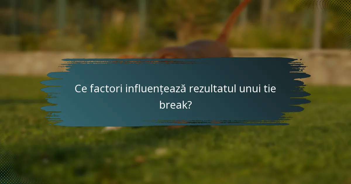 Ce factori influențează rezultatul unui tie break?