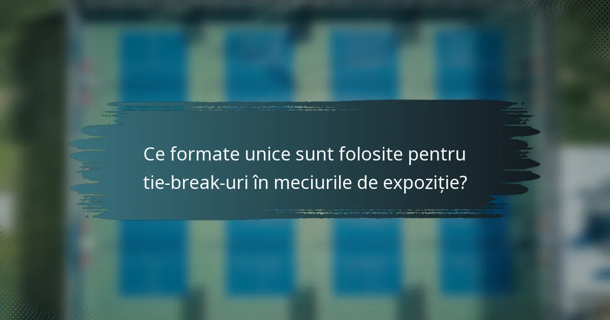Ce formate unice sunt folosite pentru tie-break-uri în meciurile de expoziție?