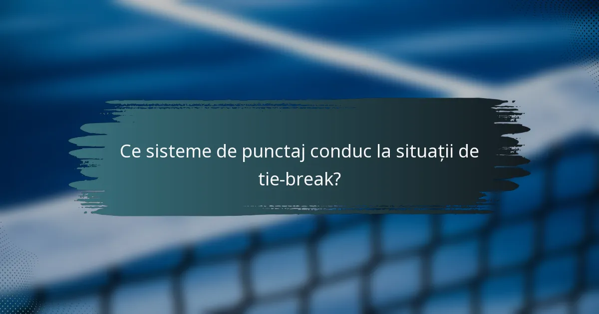 Ce sisteme de punctaj conduc la situații de tie-break?