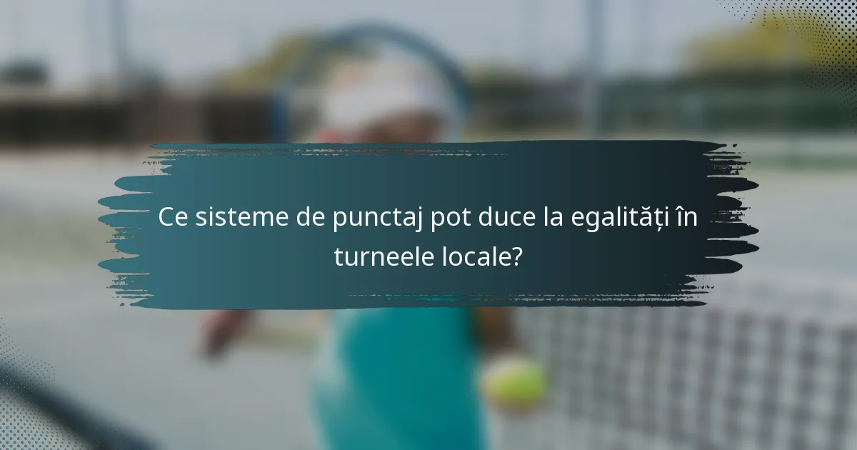 Ce sisteme de punctaj pot duce la egalități în turneele locale?