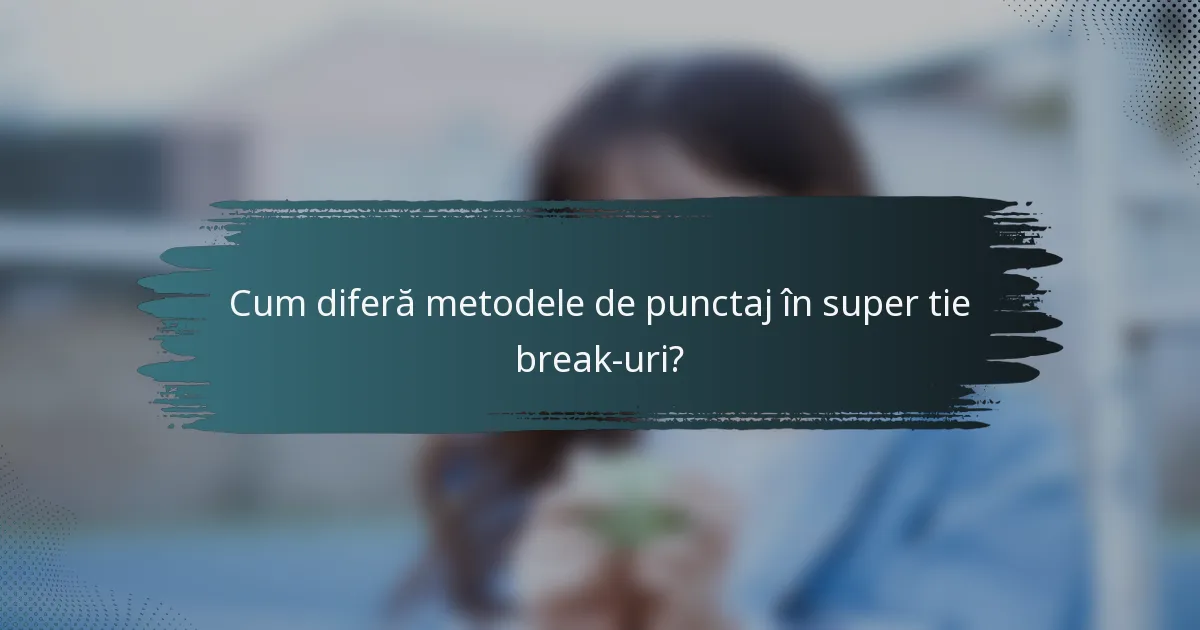 Cum diferă metodele de punctaj în super tie break-uri?