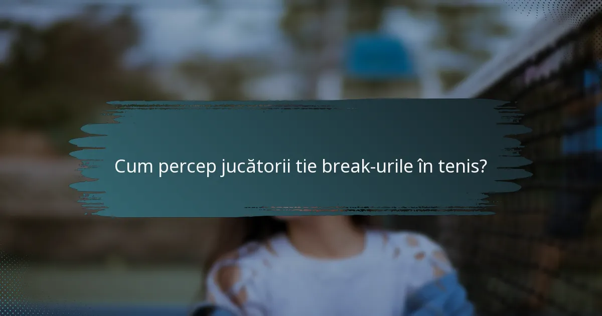 Cum percep jucătorii tie break-urile în tenis?