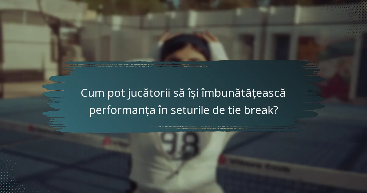 Cum pot jucătorii să își îmbunătățească performanța în seturile de tie break?