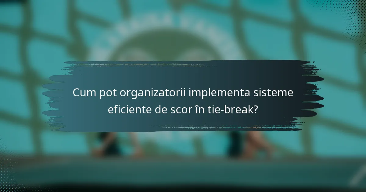 Cum pot organizatorii implementa sisteme eficiente de scor în tie-break?