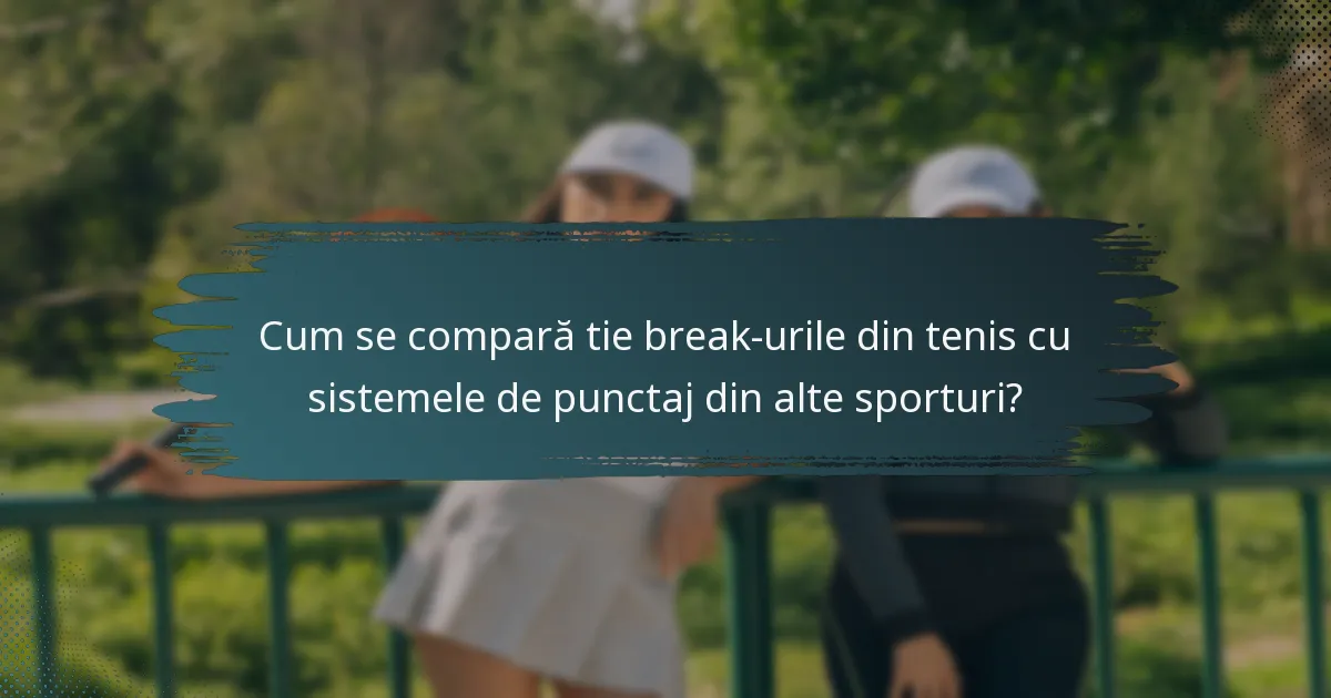 Cum se compară tie break-urile din tenis cu sistemele de punctaj din alte sporturi?