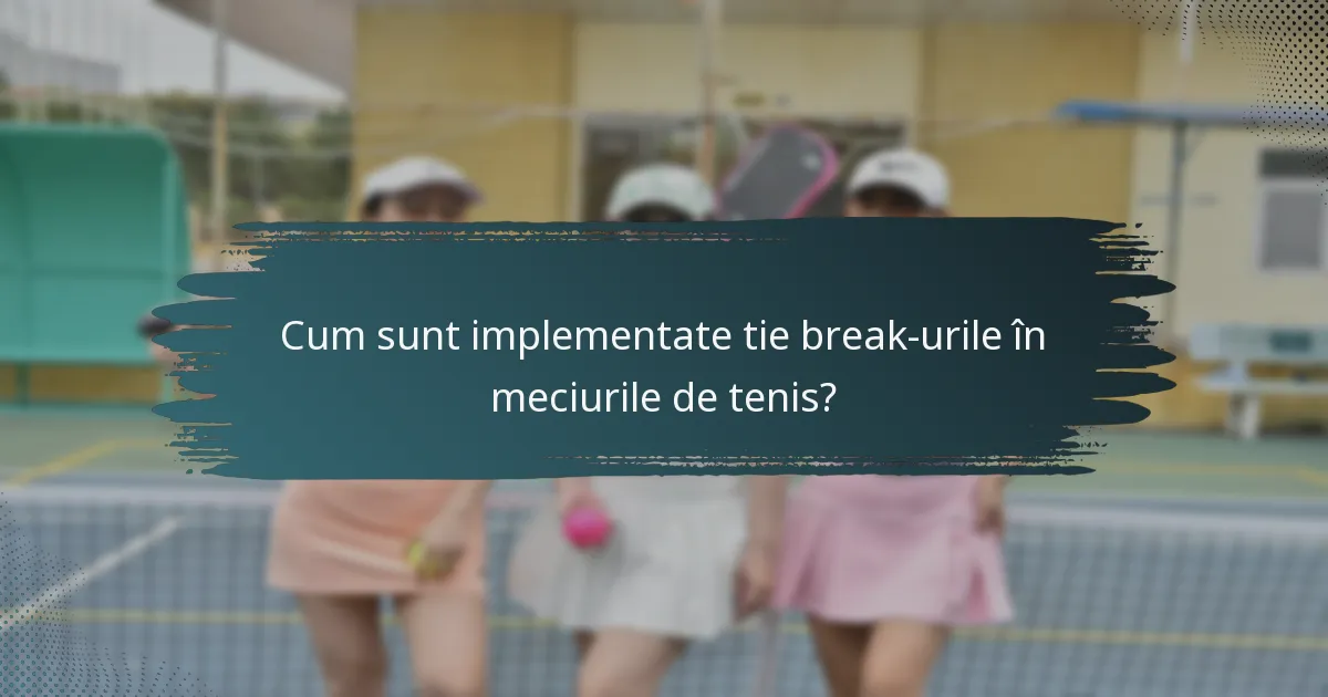 Cum sunt implementate tie break-urile în meciurile de tenis?