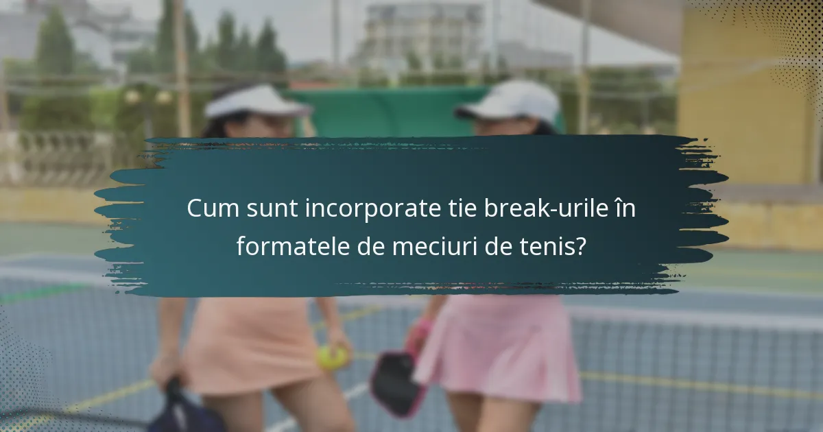 Cum sunt incorporate tie break-urile în formatele de meciuri de tenis?