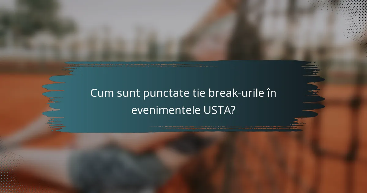 Cum sunt punctate tie break-urile în evenimentele USTA?